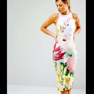 Beautiful Ted Baker Floral “Julee” Maxi/ Midi Dress Size 2